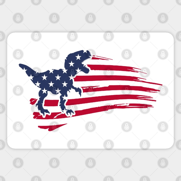 4th Of July Dinosaur Amerisaurus T Rex USA American Flag Sticker by Studio Hues